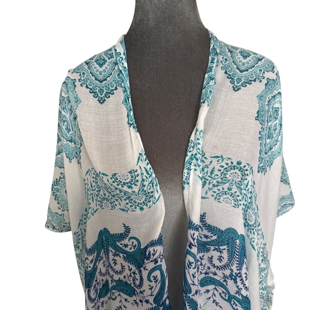 Bohemian Blue & White Kimono Cardigan NWT - Picture 4 of 7